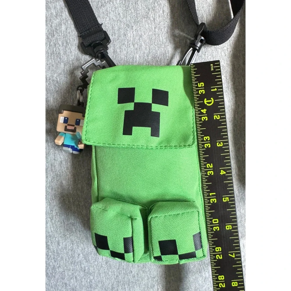 Minecraft Creeper Crossbody Bag Green Shoulder Phone Pouch Steve Charm